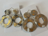 Gold Flake Circle Clay Earring