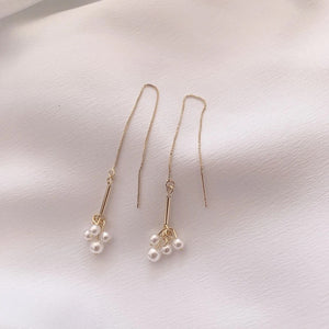 Cluster pearl drop earrings
