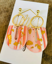 Peach and gold clay polymer earring collection