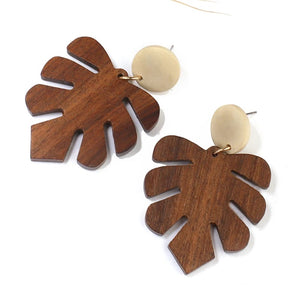 Wooden Leaf Earrings