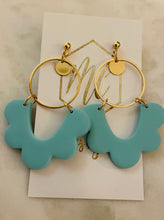 Scalloped clay dangle earrings