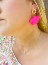 Hot Pink Petal Ginkgo Earrings