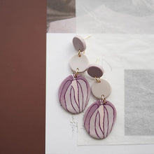 Purple Tiered Clay Abstract Floral Earrings
