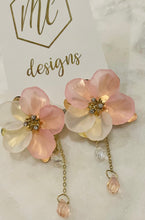 Small Flower with Drop Chain Earrings