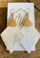 Diamond shaped mother of pearl earrings