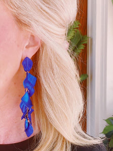 Long flower petal dangle earrings