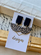 Black and Tan Clay Earrings