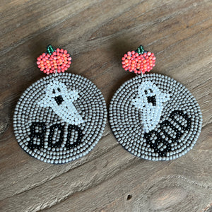 Circle Boo Seed Bead Halloween Earrings