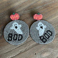 Circle Boo Seed Bead Halloween Earrings