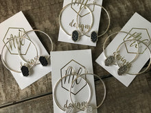 Silver druzy circle earrings