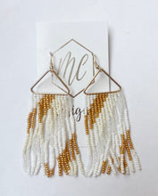 Loom Beaded Fringe Gold Triangle Earrings