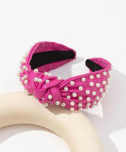 Leather Wide Knot Pearl Headbands