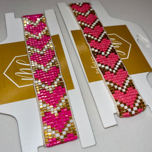 Wide Heart Seed Bead Bracelets