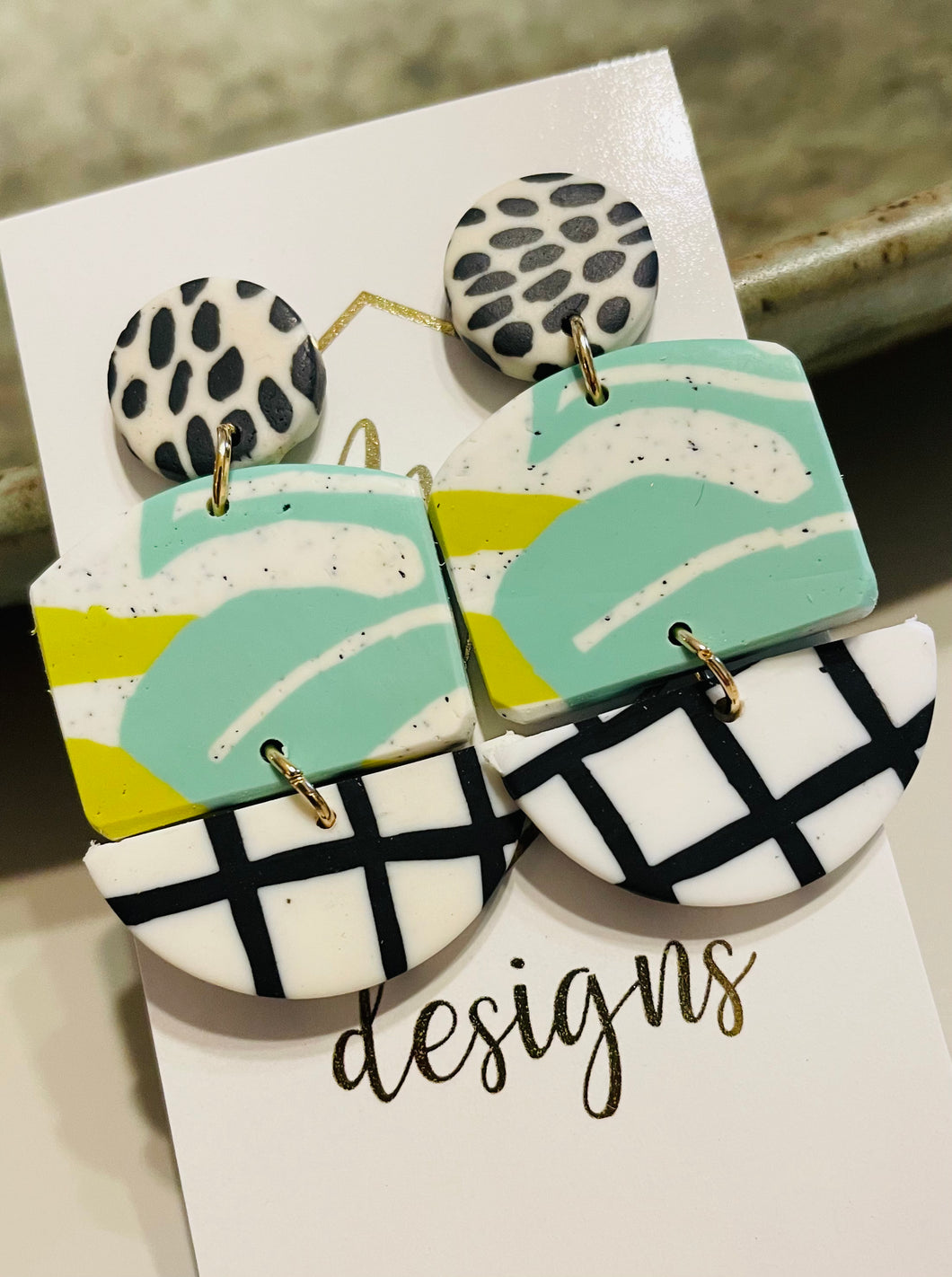 Spotted Artistic Clay Earrings