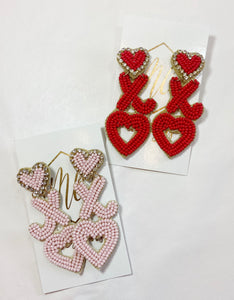 XO Love Beaded Valentine Earrings