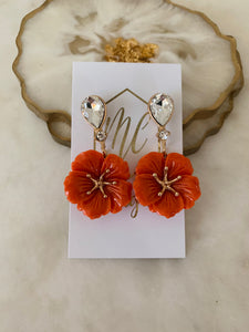 Small Acrylic Jeweled Flower Earrings Elegant