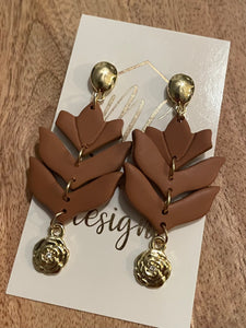 Textured Clay Leaf Earrings