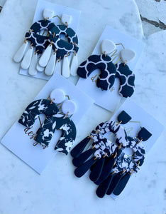 Assorted Black and White Clay Earrings