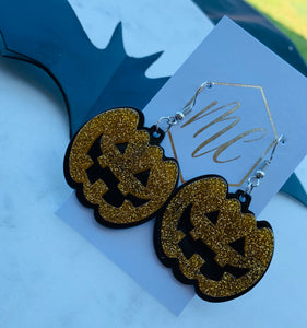 Glitter Pumpkin Halloween Acrylic Earrings Halloween
