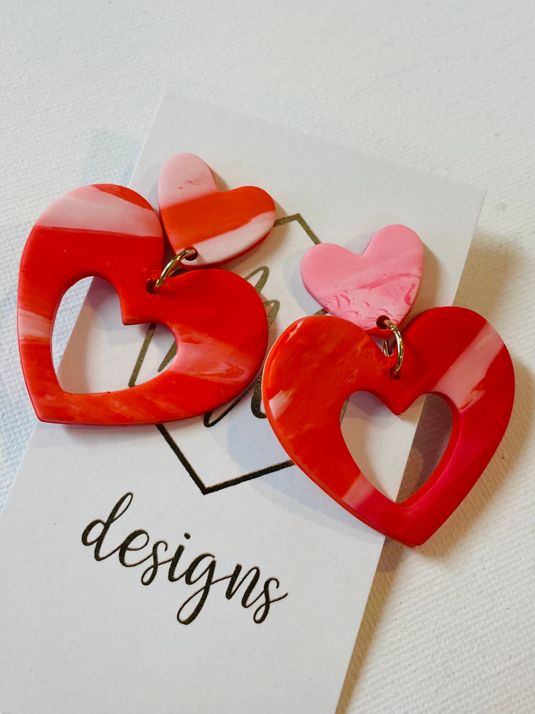 Clay Heart Earrings Valentines