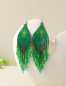 Diamond Fringe Beaded Earrings