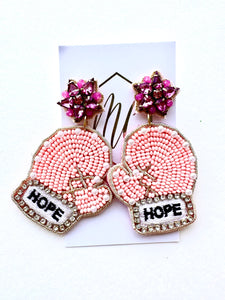 Breast Cancer Beaded Earrings
