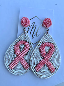 Breast Cancer Beaded Earrings