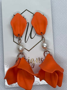 Flower Petal and Pearl Earrings