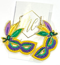 Beaded Mardi Gras Statement Earrings