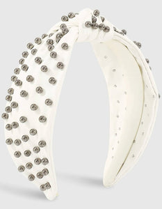 Leather Wide Knot Pearl Headbands