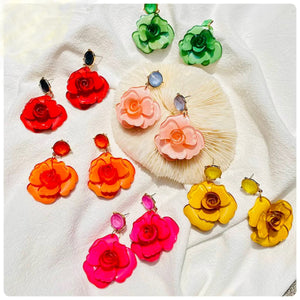 Spring Rose Flower Earrings