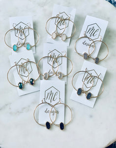 Gold Druzy circle earrings