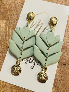 Textured Clay Leaf Earrings