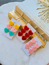 Fun Triple Heart Acrylic Earrings Valentines