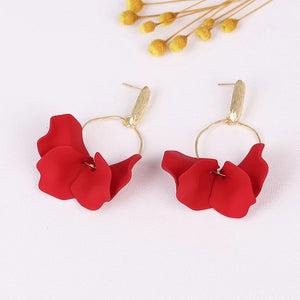 Circle Petal Earrings with Brush Gold Top