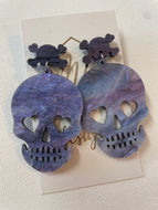 Large Purple Acrylic Skull Earrings