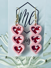 Triple Heart Acrylic Earrings Valentines