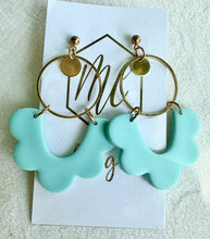 Scalloped clay dangle earrings