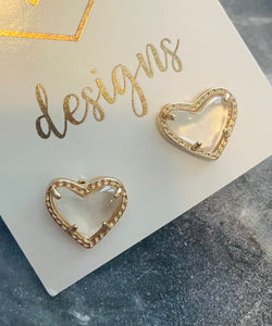 Heart Studs 3-D Jeweled