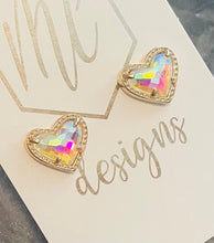 Heart Studs 3-D Jeweled