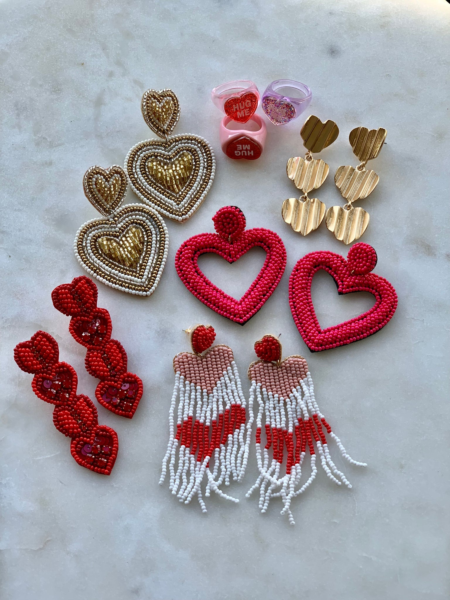 Valentines Beaded Earrings, Valentines Beaded Earrings, Hearts