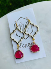 Colorful jeweled hoop dangle earrings