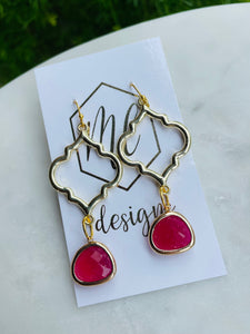 Colorful jeweled hoop dangle earrings