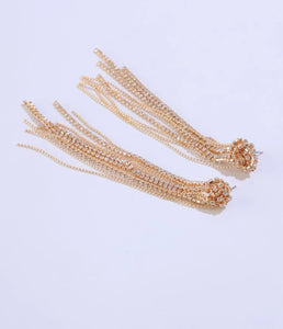 Rhinestone Knot Fringe Fancy Earrings