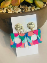 Colorful clay square earrings