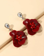 Large Acrylic Rhinestone Flower Earrings Elegant