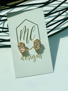 Druzy Studs with a Gold Rum- Elegant