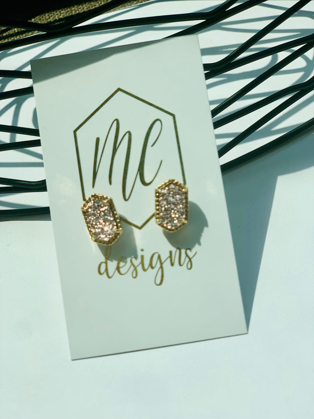 Druzy Studs with a Gold Rum- Elegant
