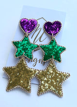 Beaded Mardi Gras Statement Earrings