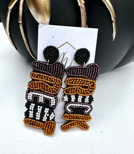 Witch Boots Beaded Halloween Statement Earrings